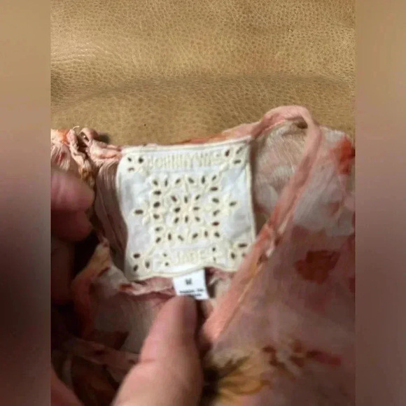 Johnny Was Yours Truly Silk Floral Mini Dress Lace Trim Sz Medium MSRP $410 - Picture 8 of 14